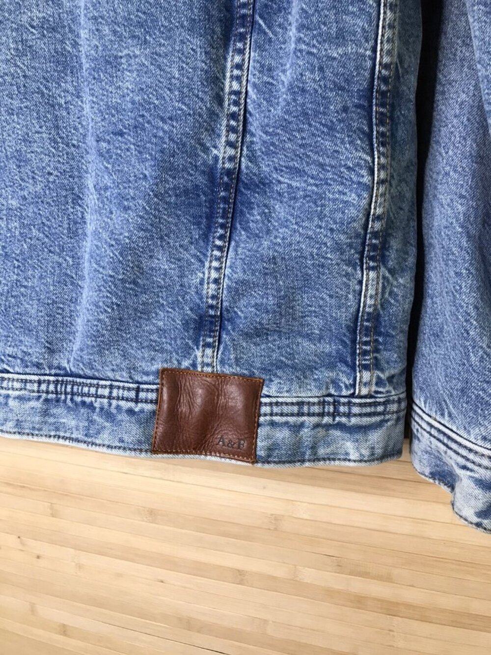 Abercrombie & Fitch Men's Sz XS A&F Denim Sherpa Lined jeans jean jacket - Picture 6 of 8